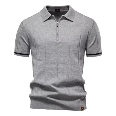 Polo deportivo hombre manga corta cremallera blanco elegante - Leandro