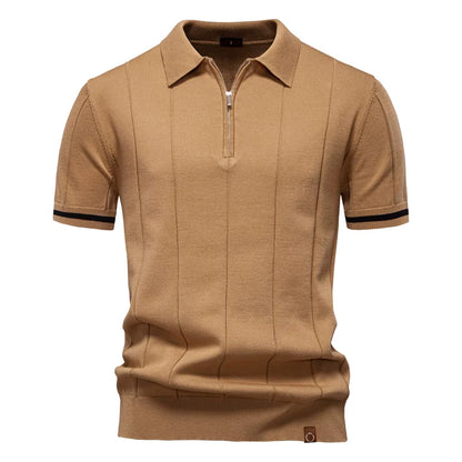 Polo deportivo hombre manga corta cremallera blanco elegante - Leandro