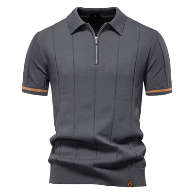 Polo deportivo hombre manga corta cremallera blanco elegante - Leandro