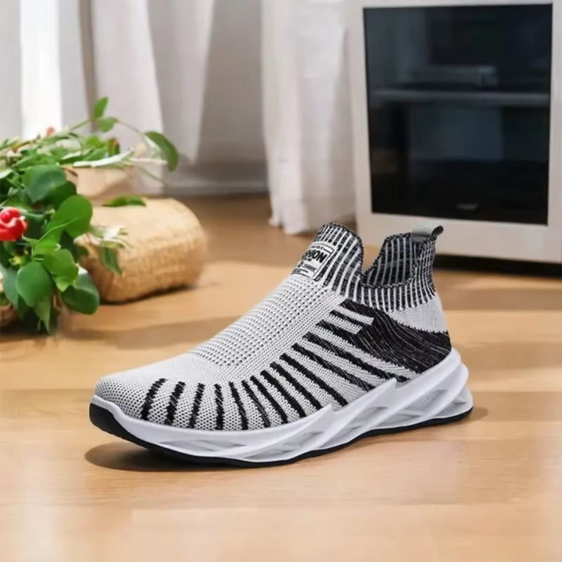 Zapatillas deportivas hombre malla transpirable blanco y negro - Nova