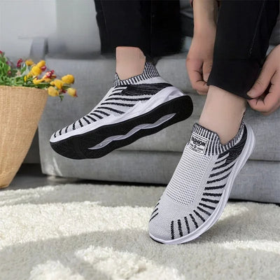 Zapatillas deportivas hombre malla transpirable blanco y negro - Nova