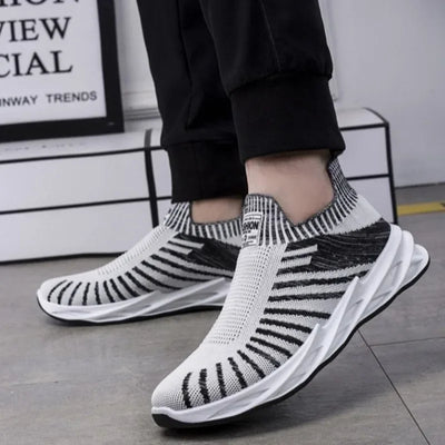 Zapatillas deportivas hombre malla transpirable blanco y negro - Nova