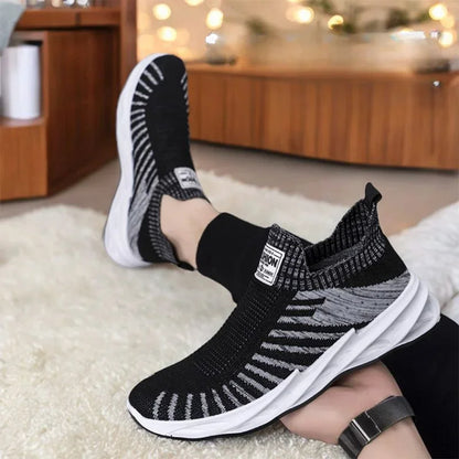 Zapatillas deportivas hombre malla transpirable blanco y negro - Nova