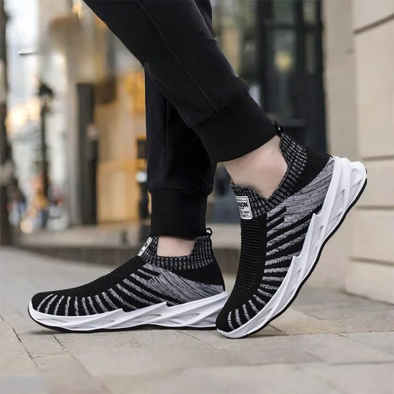 Zapatillas deportivas hombre malla transpirable blanco y negro - Nova