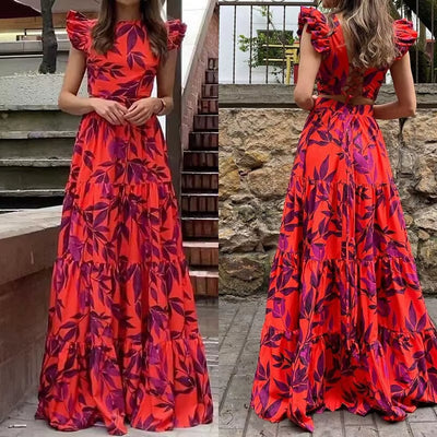 Vestido largo mujer con estampado floral y espalda abierta - Mariluz
