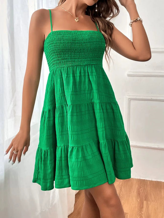Vestido corto mujer sin mangas con vuelo vibrante - Melania