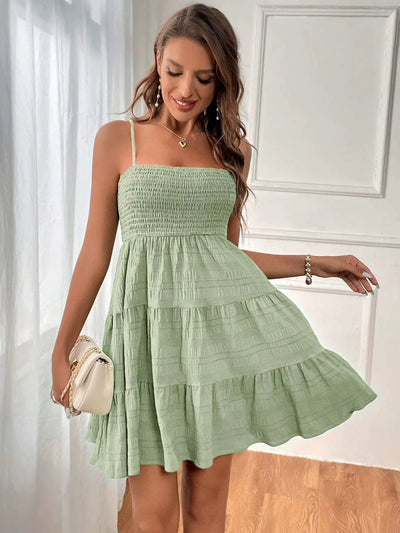 Vestido corto mujer sin mangas con vuelo vibrante - Melania