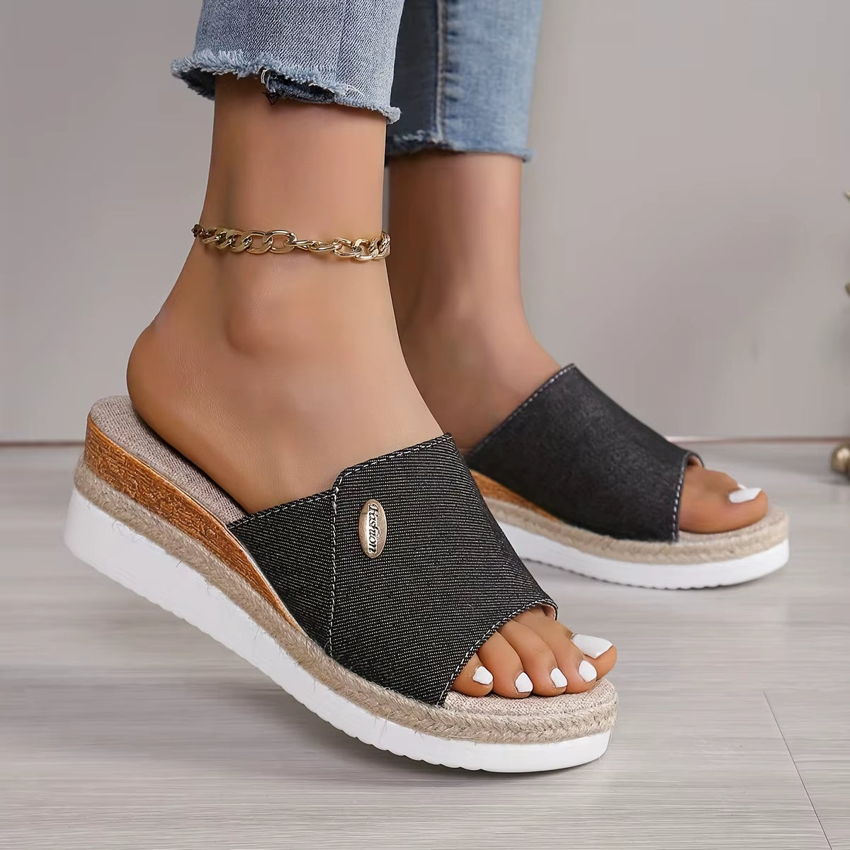 Sandalias para mujer tejido natural plataforma abierta - Martina