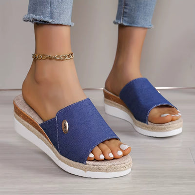 Sandalias para mujer tejido natural plataforma abierta - Martina