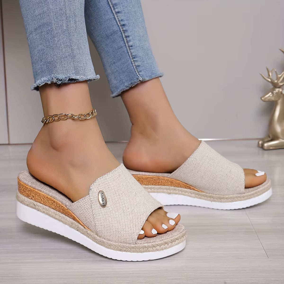 Sandalias para mujer tejido natural plataforma abierta - Martina