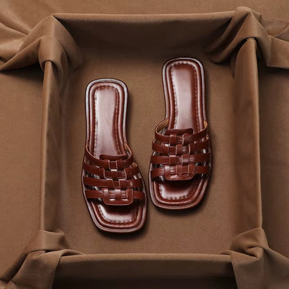 Sandalias mujer piel sintética trenzada diseño plano - Renata