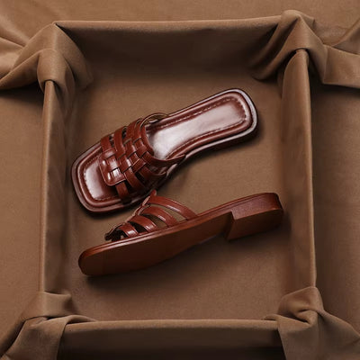 Sandalias mujer piel sintética trenzada diseño plano - Renata