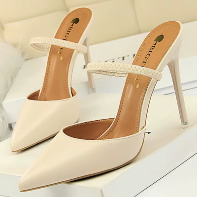Zapatos de tacón para mujer de punta fina con talón abierto - Camila