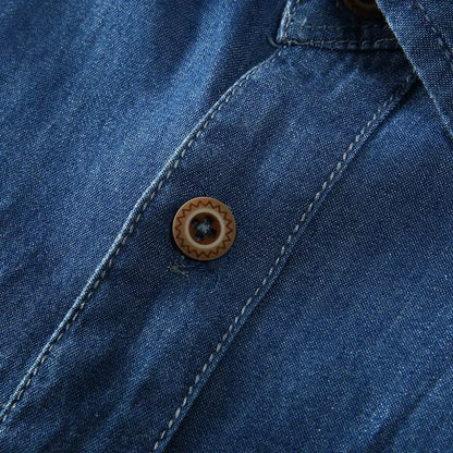 Camisa vaquera hombre manga corta algodón azul - Denver