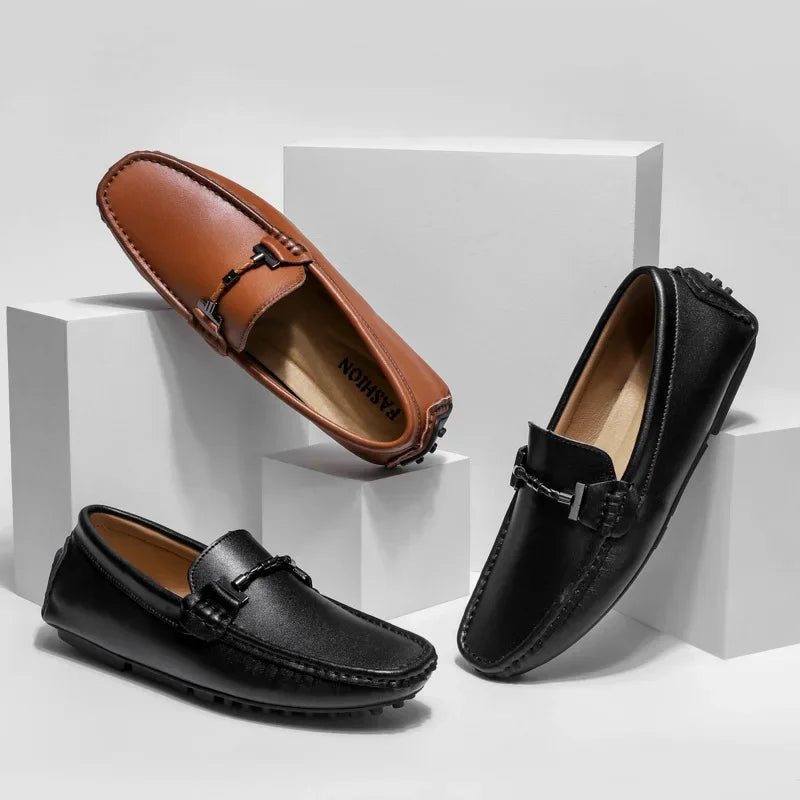 Mocasines hombre cuero transpirable estilo deportivo negro - Veron