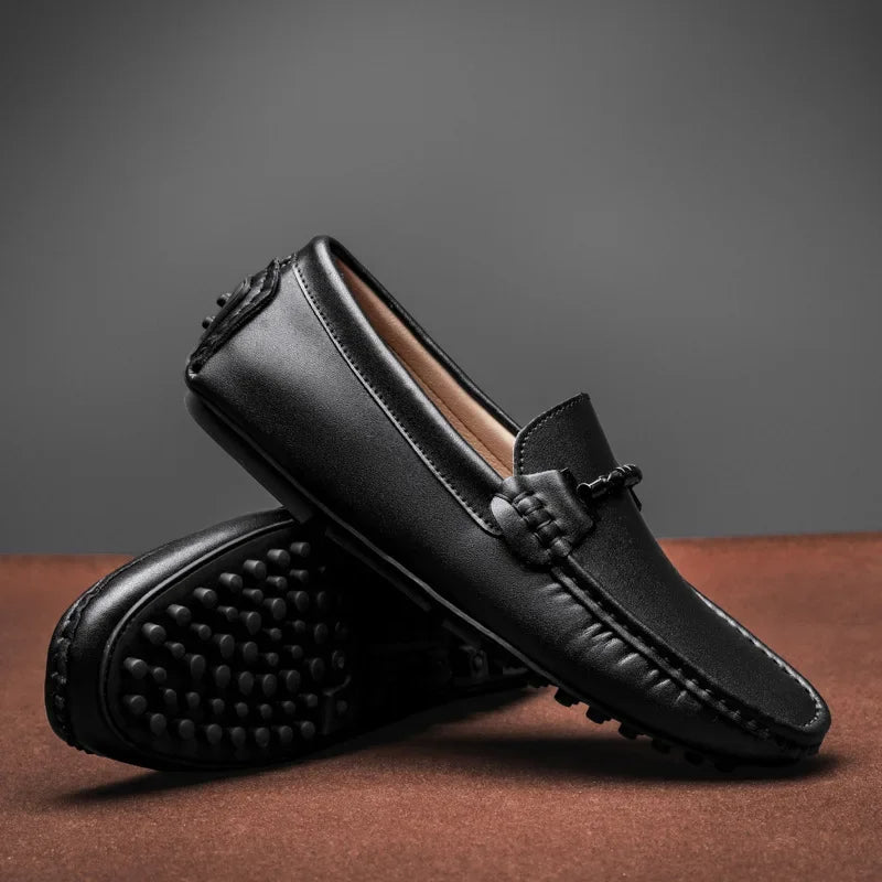 Mocasines hombre cuero transpirable estilo deportivo negro - Veron