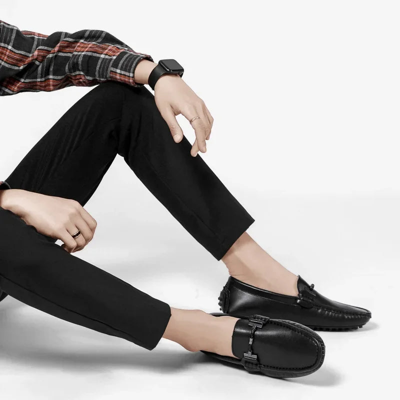 Mocasines hombre cuero transpirable estilo deportivo negro - Veron