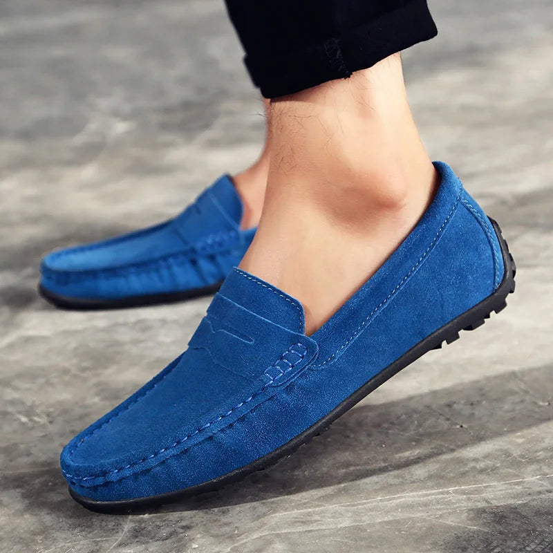 Mocasines hombre gamuza genuina estilo casual azul petróleo - Larkstone