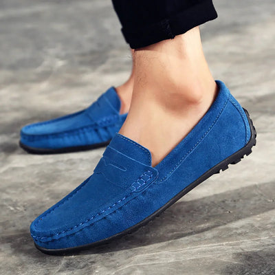 Mocasines hombre gamuza genuina estilo casual azul petróleo - Larkstone