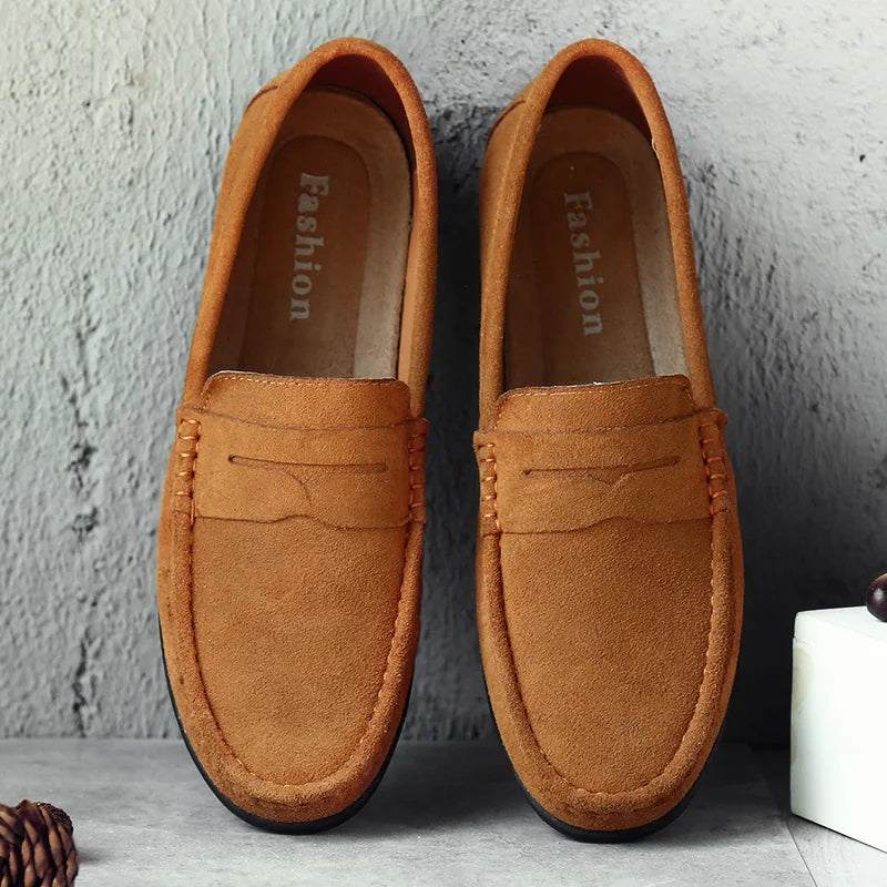 Mocasines hombre gamuza genuina estilo casual azul petróleo - Larkstone