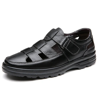 Zapatos calados hombre cuero transpirable negro clásico - Velmar