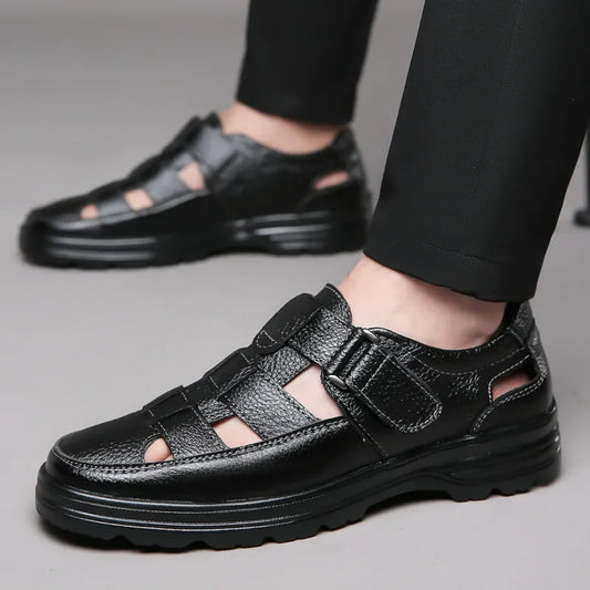Zapatos calados hombre cuero transpirable negro clásico - Velmar