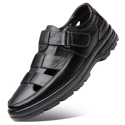 Zapatos calados hombre cuero transpirable negro clásico - Velmar