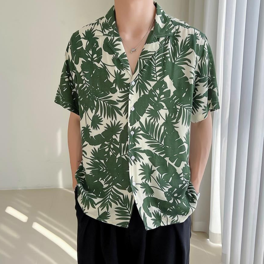 Camisa para hombre viscosa con estampado tropical estilo holgado - Julián