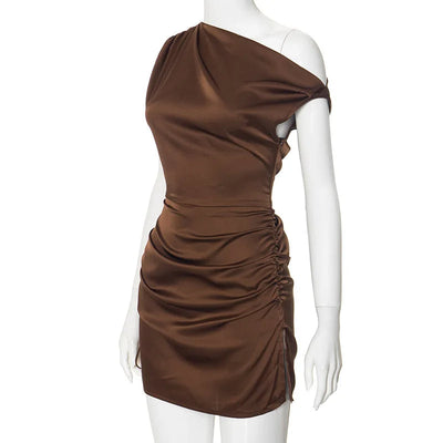 Marbella - Minivestido bodycon asimétrico con fruncidos