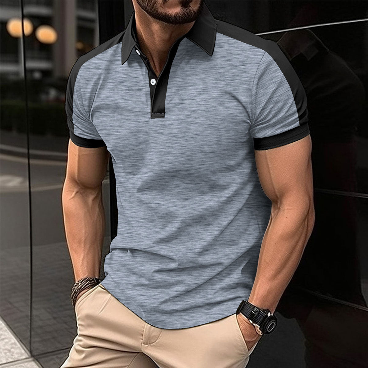 Camisa de negocios de manga corta para hombre Polo informal veraniego