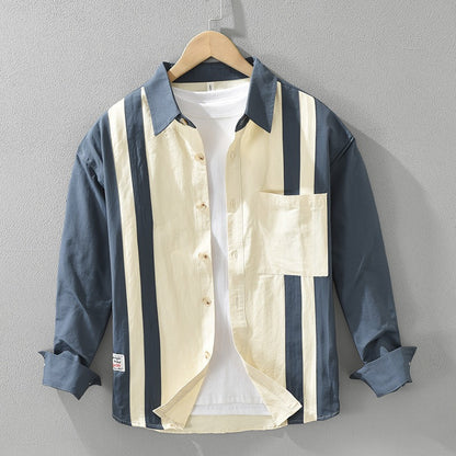 Camisa para hombre de algodón estampado retro estilo casual - Mateo