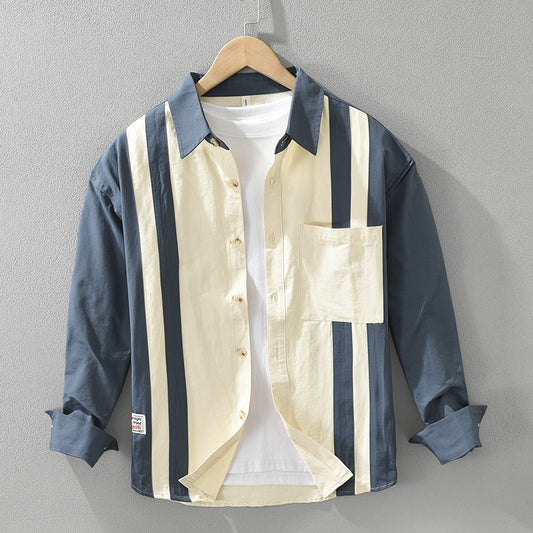 Camisa para hombre de algodón estampado retro estilo casual - Mateo