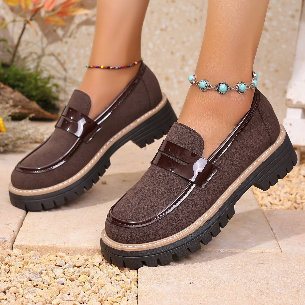Mocasines mujer acabado mate con plataforma chunky - Rebeca