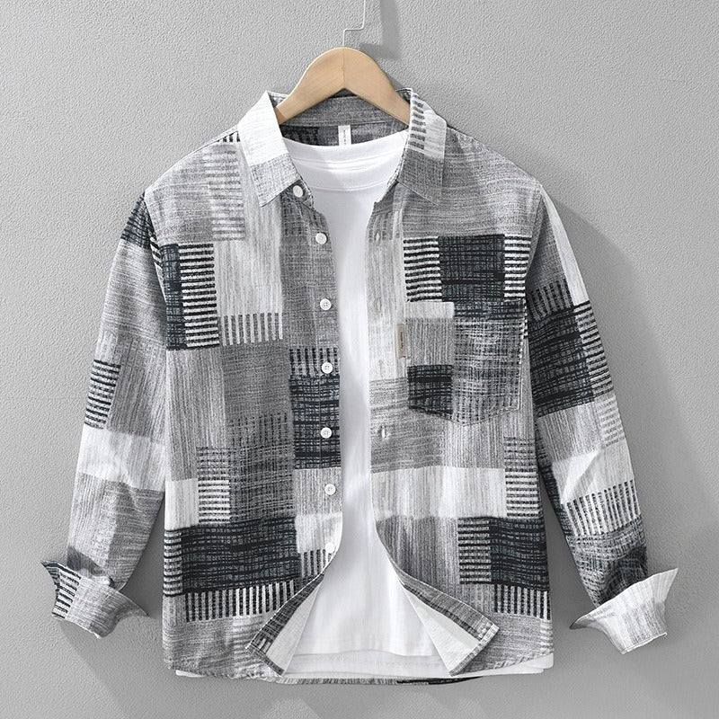 Camisa hombre algodón estampado patchwork estilo casual - Hector