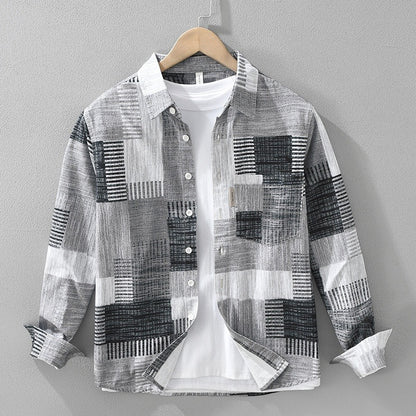 Camisa hombre algodón estampado patchwork estilo casual - Hector