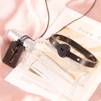 Set joyería pareja candado y llave diseño corazón - Énclave
