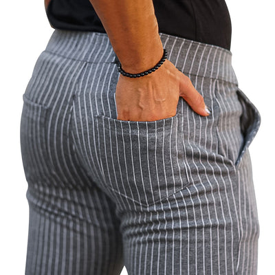 Pantalón casual hombre rayas verticales slim fit negro - Érick