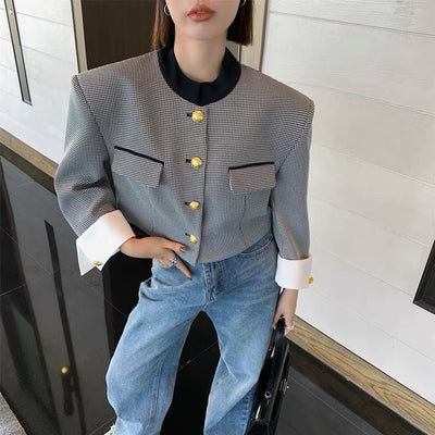 Nadja - Abrigo corto francés de botonadura sencilla para mujer