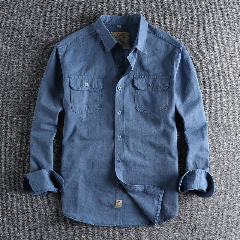 Camisa casual hombre bolsillos frontales estilo recto - Elías