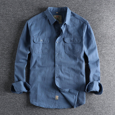 Camisa casual hombre bolsillos frontales estilo recto - Elías