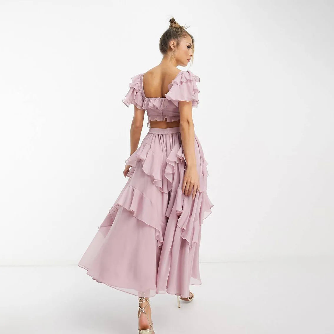 Valery - Vestido largo con volantes de moda para fiesta