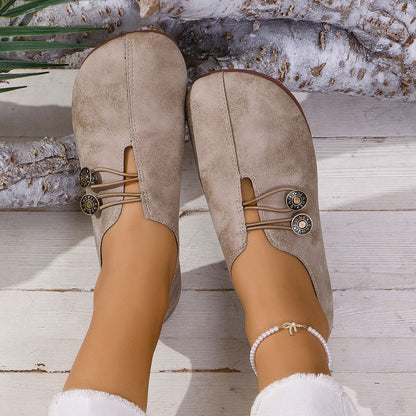 Zapatos planos para mujer ante suave con diseño artesanal - Teresa