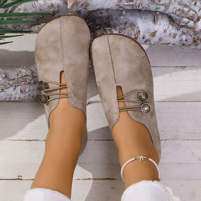 Zapatos planos para mujer ante suave con diseño artesanal - Teresa