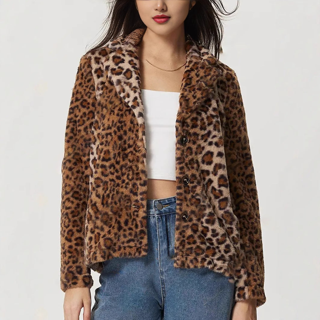 Abrigo con solapa estampado leopardo - Mireille