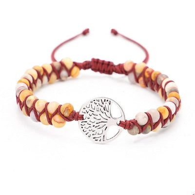 Pulsera de yoga tejida con dije árbol de vida