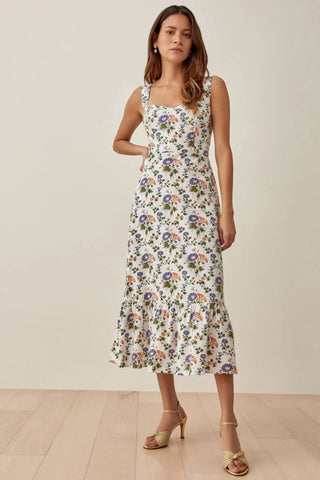 Ely - Vestido midi acampanado con tirantes estampado