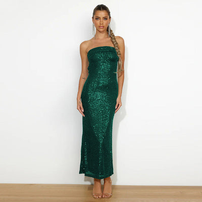 Vestido sin tirantes para mujer efecto lentejuelas - Rylena