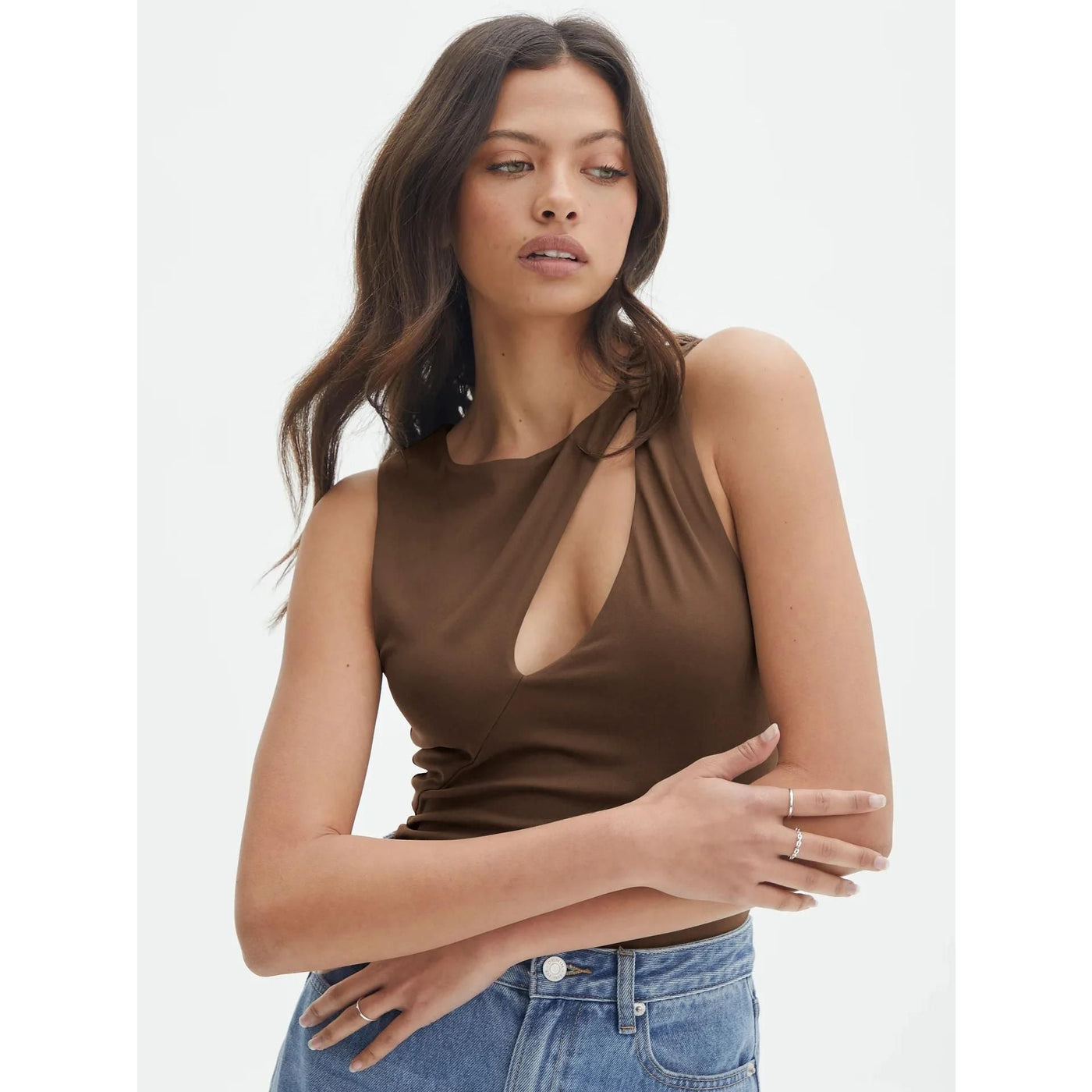 Lorea - Top de punto sin mangas de verano para mujer