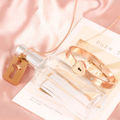 Set joyería pareja candado y llave diseño corazón - Énclave