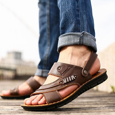 Sandalias para hombre de cuero genuino con diseño ergonómico transpirable - Martín